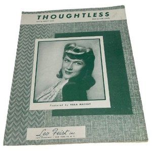 SHEET MUSIC 1948 Thoughtless Vera Massey